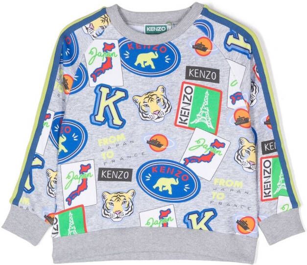 Kenzo Kids Sweater met grafische print Grijs