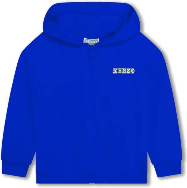 Kenzo Kids Hoodie met geborduurd logo Blauw