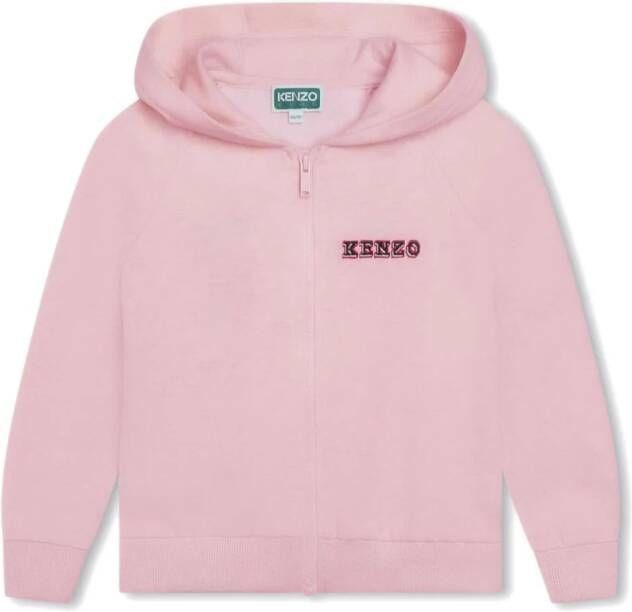 Kenzo Kids Hoodie met geborduurd logo Roze