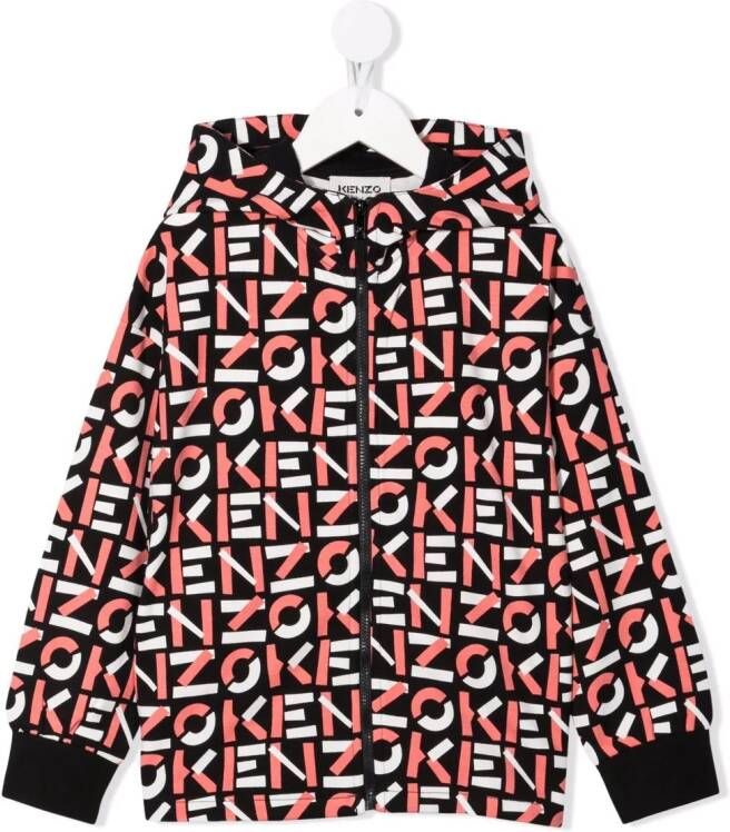 Kenzo Kids Hoodie met logoprint Zwart
