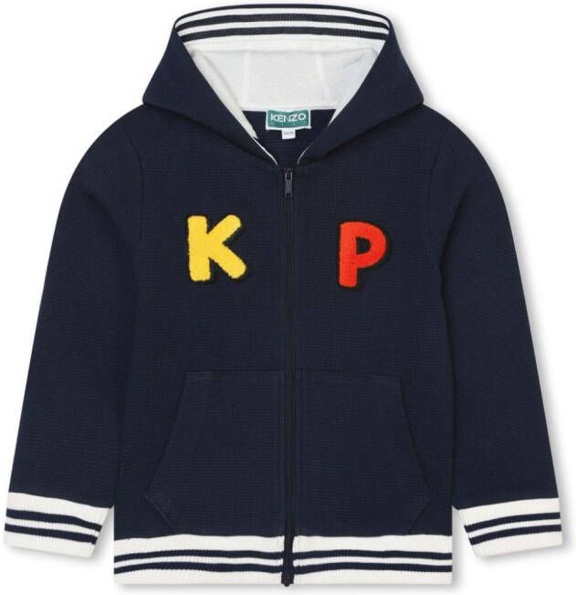 Kenzo Kids Intarsia hoodie Blauw