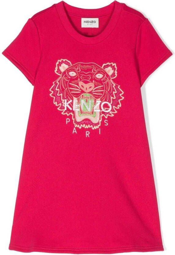 Kenzo Kids Jurk met geborduurd logo Roze
