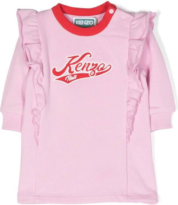 Kenzo Kids Jurk met geborduurd logo Roze