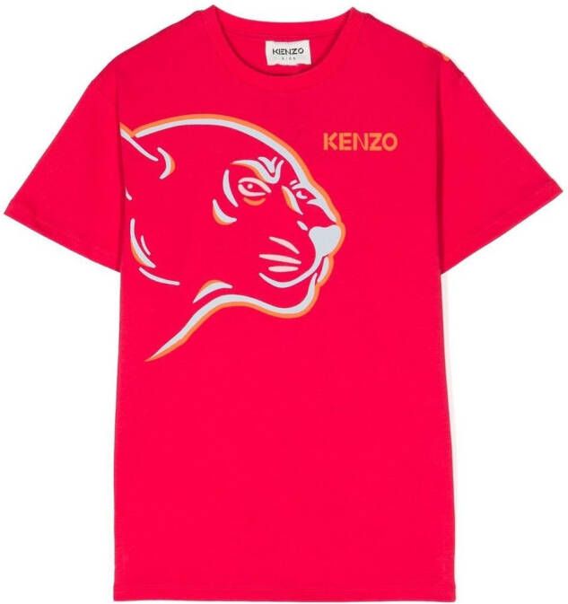 Kenzo Kids T-shirt met leeuwenkop Roze