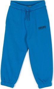 Kenzo Kids logo-embroidered drawstring track pants Blauw