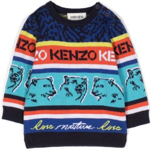 Kenzo Kids Trui met logo jacquard Blauw