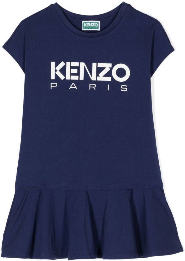 Kenzo Kids Jurk met logoprint Blauw