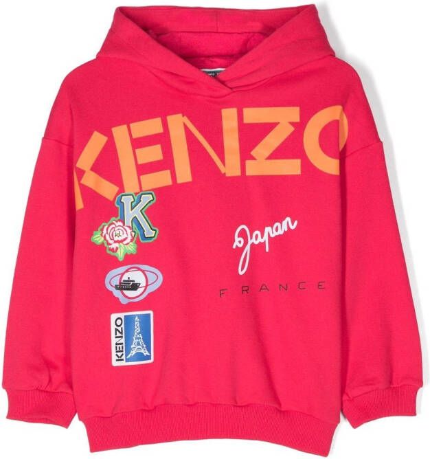 Kenzo Kids Hoodie met logoprint Roze