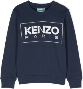 Kenzo Kids logo-print cotton sweatshirt Blauw