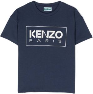 Kenzo Kids logo-print cotton T-shirt Blauw