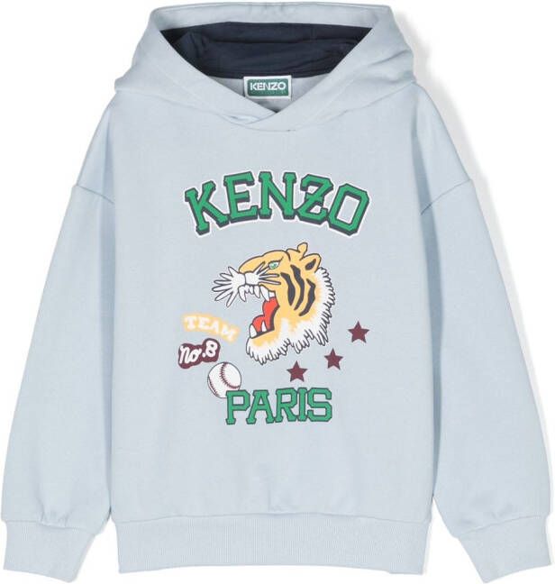 Kenzo Kids Hoodie met logoprint Blauw