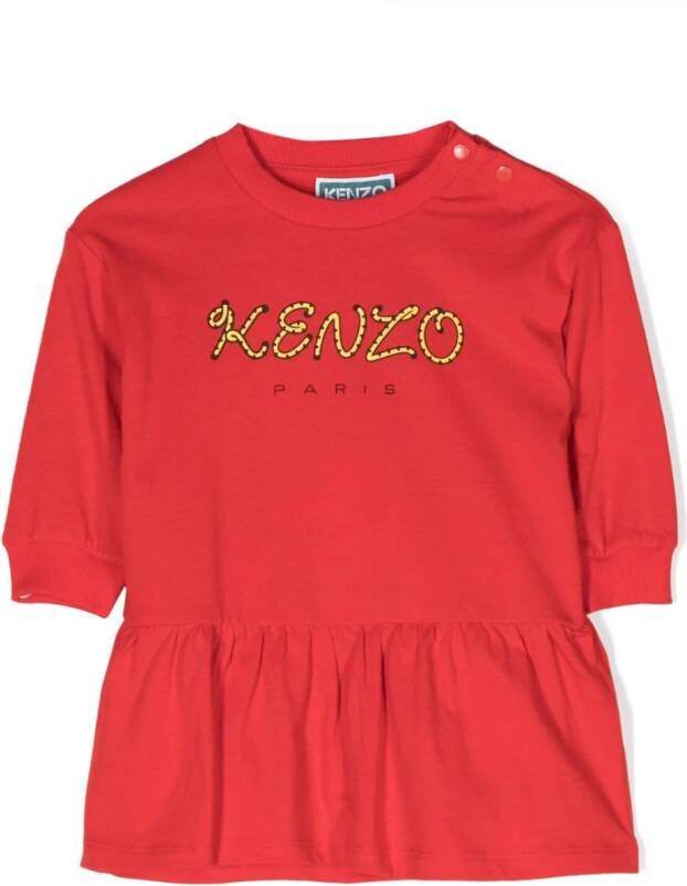 Kenzo Kids Jurk met logoprint Rood