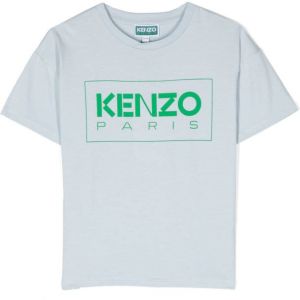 Kenzo Kids logo-print organic-cotton T-shirt Blauw
