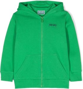 Kenzo Kids logo-print zip-up sweatshirt Groen