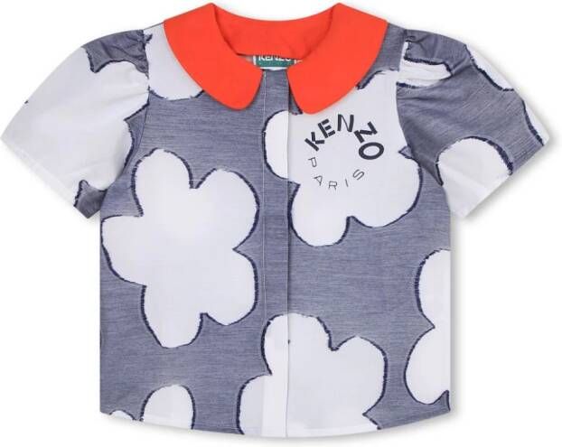 Kenzo Kids Shirt met bloe print Blauw