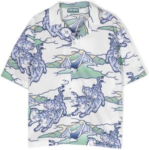 Kenzo Kids Shirt met bloe print Wit