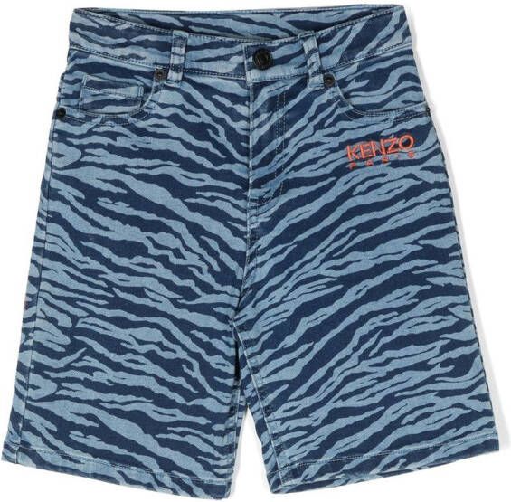 Kenzo Kids Shorts met camouflageprint Blauw