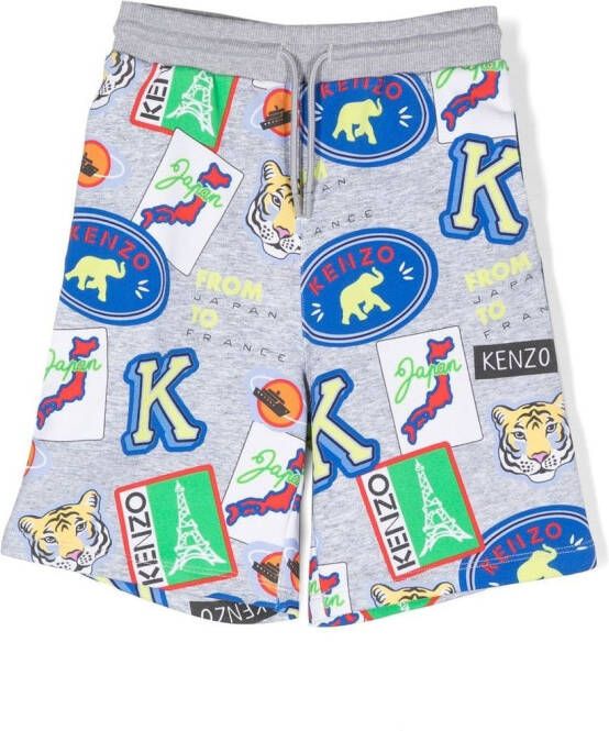 Kenzo Kids Shorts met zijstreep Grijs