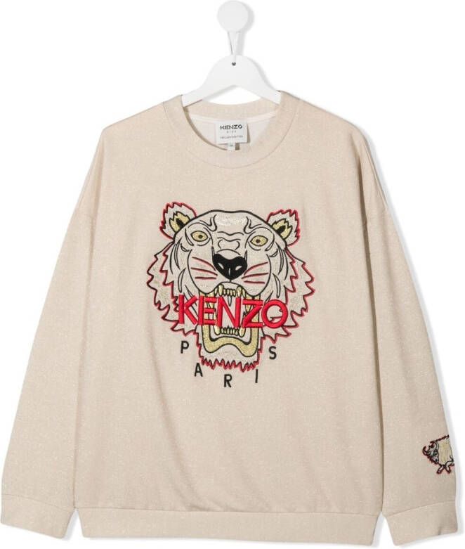 Kenzo Kids Sweater met geborduurd logo Beige
