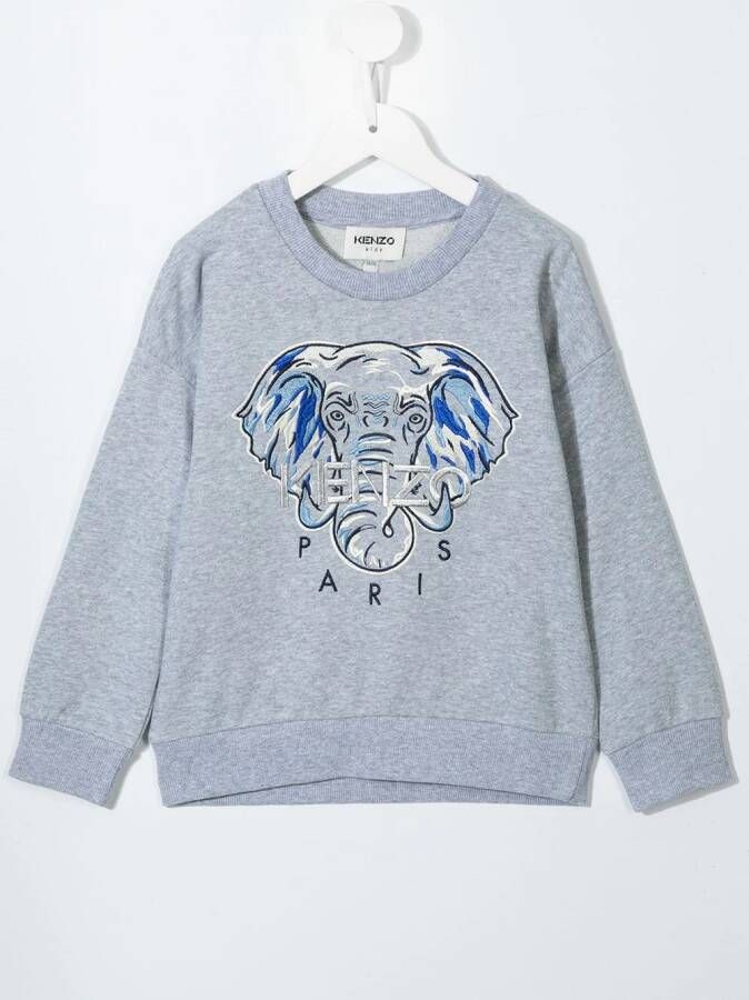 Kenzo Kids Sweater met geborduurd logo Grijs