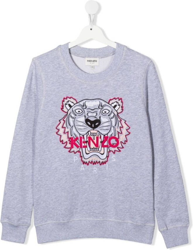 Kenzo Kids Sweater met geborduurd logo Grijs