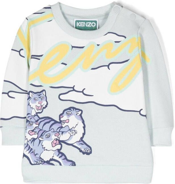 Kenzo Kids Sweater met grafische print Blauw