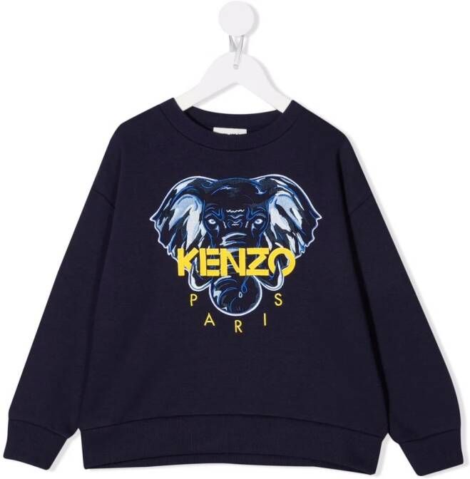 Kenzo Kids Sweater met logoprint kinderen Polyester Spandex Elastane katoen 10 jaar Blauw