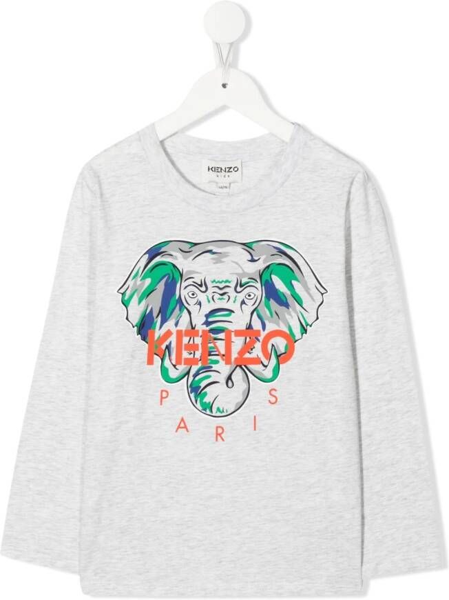 Kenzo Kids Sweater met olifantenprint Grijs