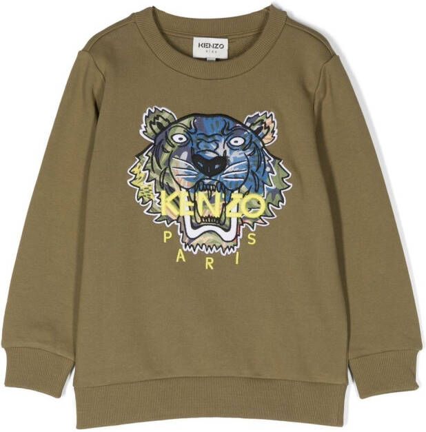 Kenzo Kids Sweater met tijgerprint Groen