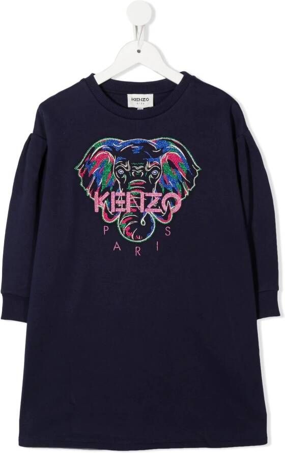 Kenzo Kids Sweaterjurk met print Blauw