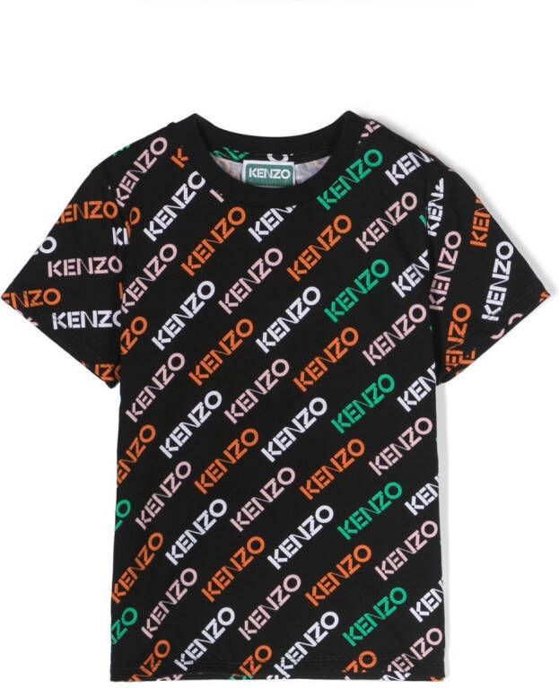 Kenzo Kids T-shirt met logoprint Zwart