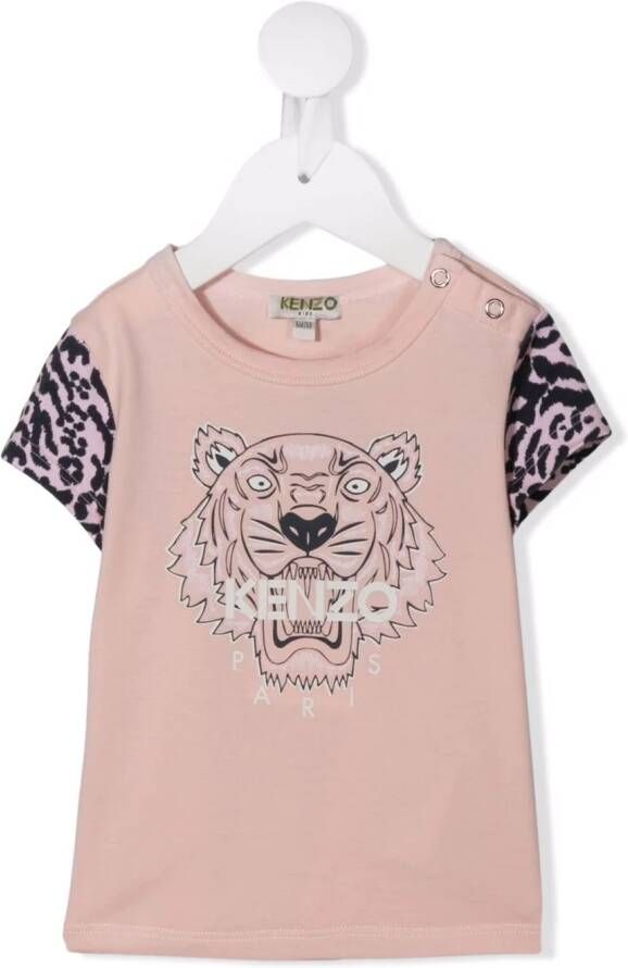 Kenzo Kids T-shirt met tijgerkop Roze