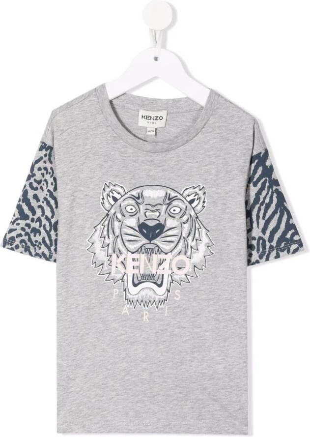 Kenzo Kids T-shirt met tijgerprint Grijs