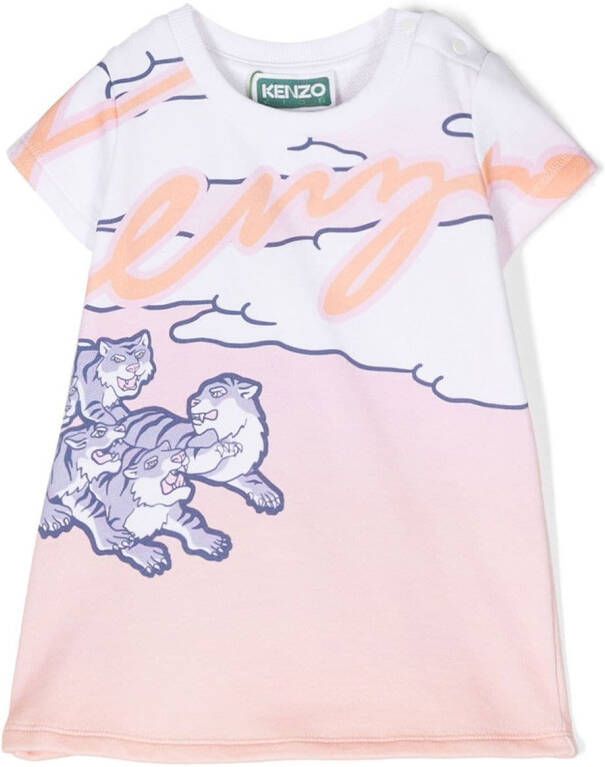 Kenzo Kids T-shirt met tijgerprint Wit