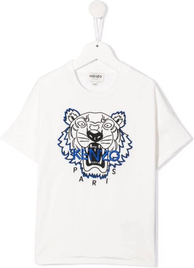 Kenzo Kids T-shirt met tijgerprint Wit