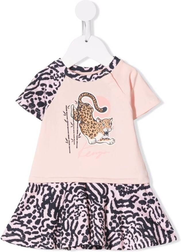 Kenzo Kids T-shirtjurk met dierenprint Roze