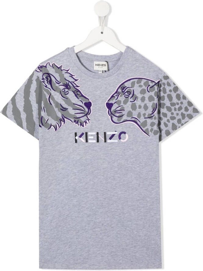 Kenzo Kids T-shirtjurk met geborduurd logo Grijs