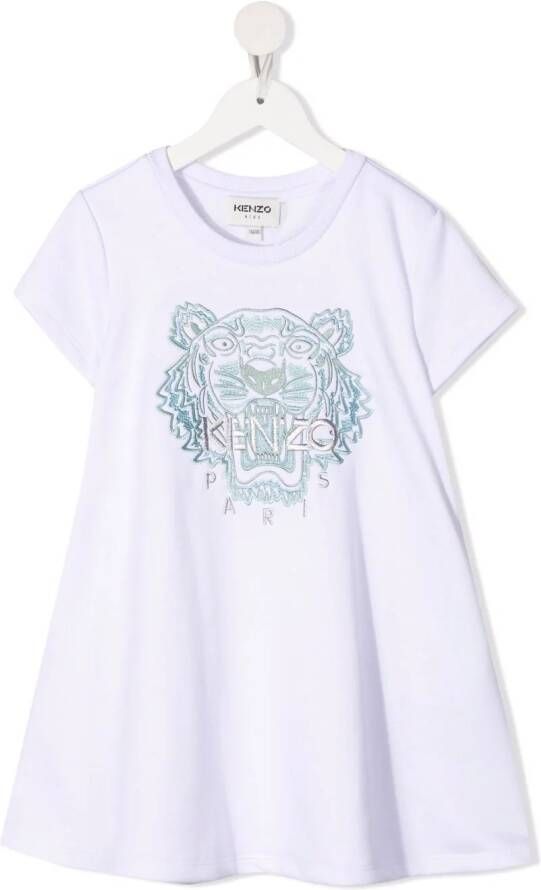 Kenzo Kids T-shirtjurk met geborduurde tijger Wit