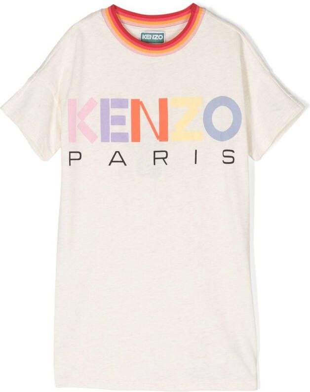 Kenzo Kids T-shirtjurk met logoprint Beige