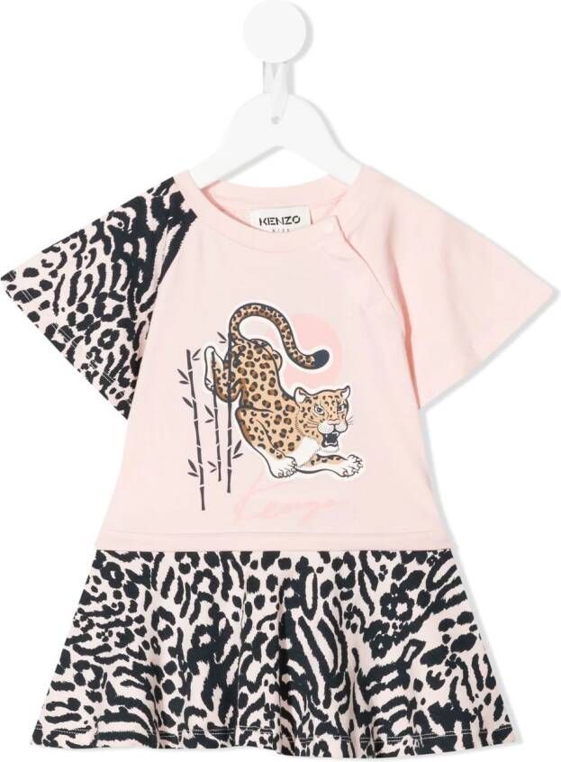 Kenzo Kids T-shirtjurk met luipaardprint Roze