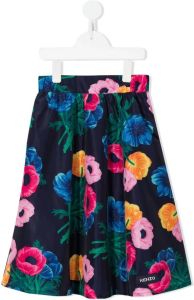 Kenzo Kids TEEN floral-print flared skirt Zwart