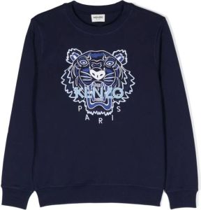 Kenzo Kids Sweater met tijgerprint Blauw