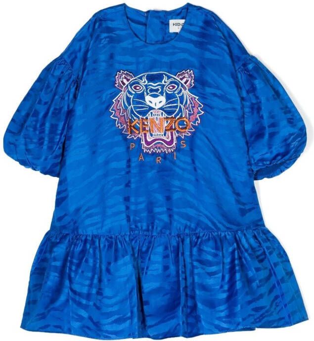 Kenzo Kids Jurk met tijgerprint Blauw