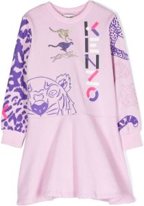 Kenzo Kids T-shirtjurk met tijgerprint Roze