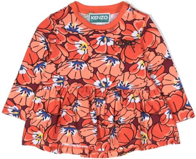 Kenzo Kids Top met bloemenprint Oranje