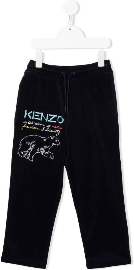 Kenzo Kids Trainingsbroek met borduurwerk Blauw