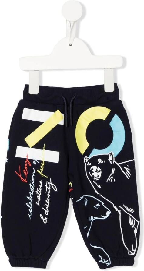 Kenzo Kids Trainingsbroek met logoprint Blauw