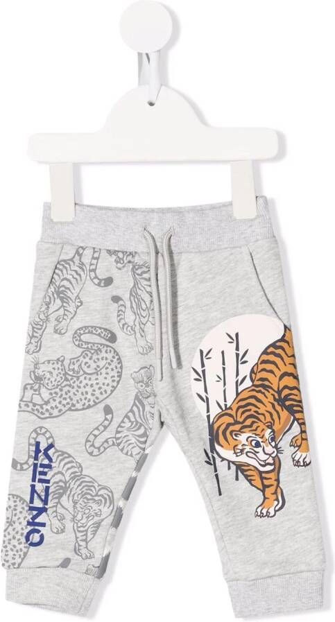 Kenzo Kids Trainingsbroek met tijgerprint Grijs