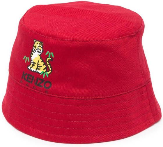 Kenzo Kids Vissershoed met tijgerprint Rood