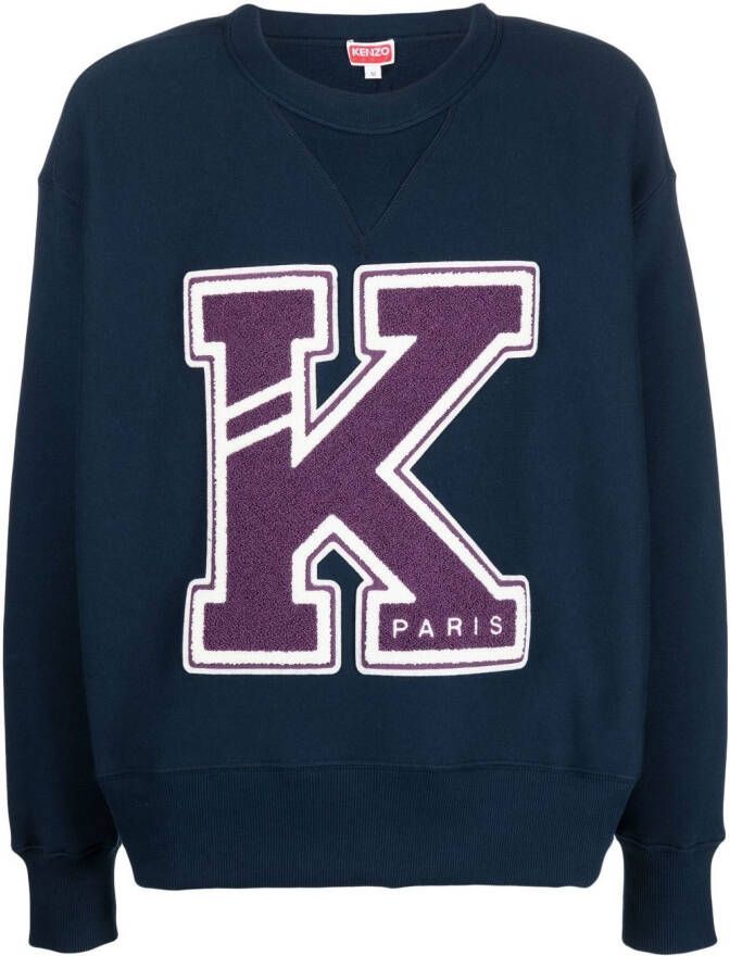 Kenzo Sweater met logo applicatie Blauw